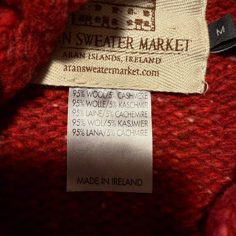 Aran Sweater Market Ireland Cable Knit Wool Cashmere Sweater M - Picture 3 of 10